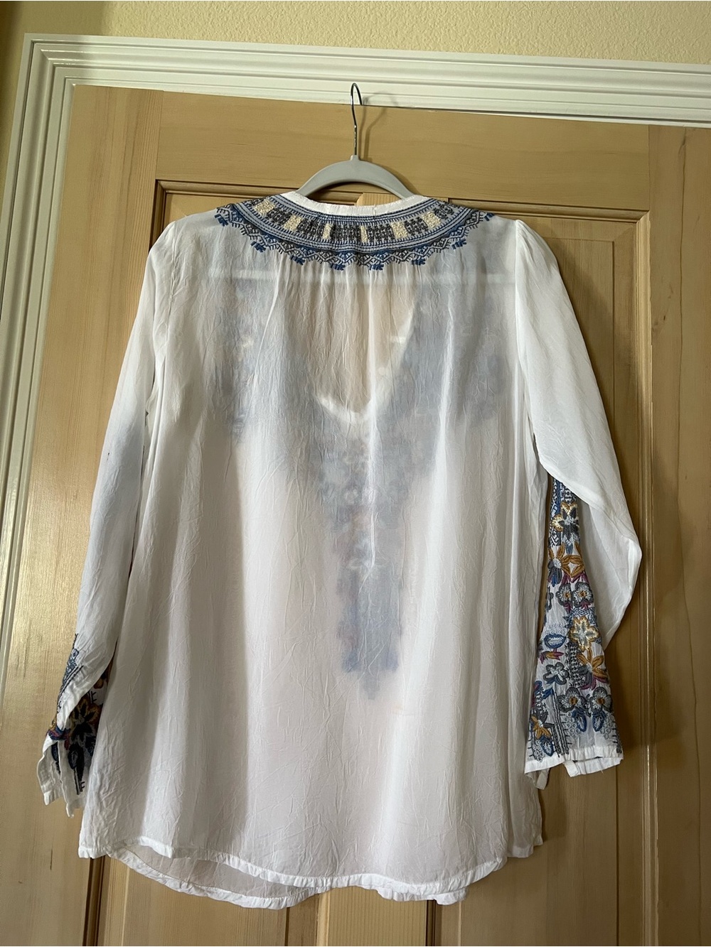 Johnny Was Tanya Embroidered white blue & colorful blouse - Picture 2 of 15